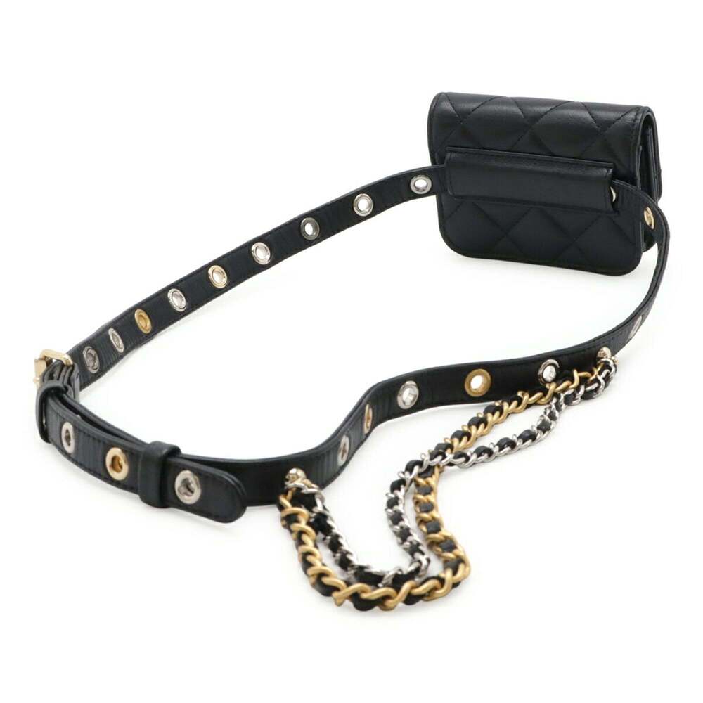 CHANEL Black Leather Logo Pouch - Picture 3 of 8